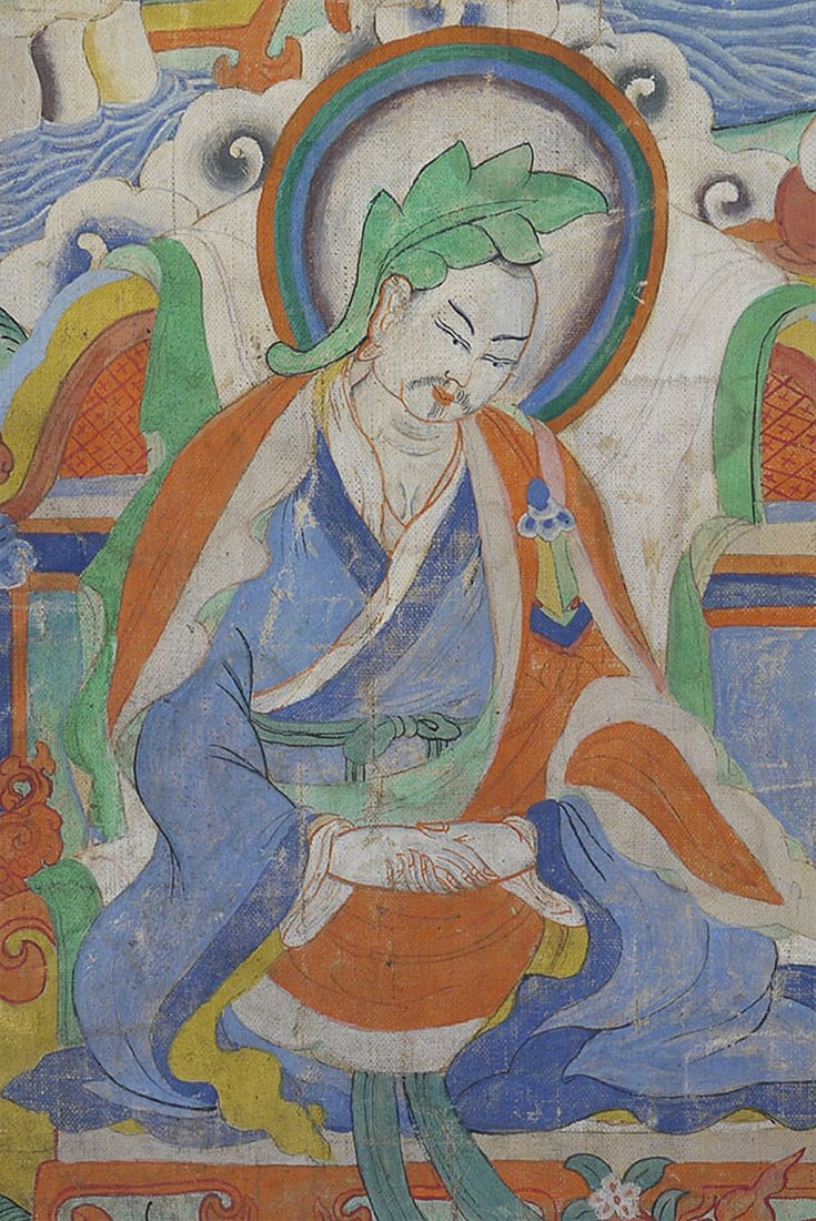 18th/19thC Outstanding Tibetan Thangka: Fine 18th/19th Century Tibetan Thangka – Large, Well-Preserved, and Museum-Framed. A beautifully painted 18th/19th-century Tibetan thangka, depicting a seated spiritual figure rendered with remarkab