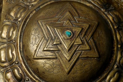 16thC Nepalese Copper Yantra with Solid Cast Turtle Feet. Museum Piece