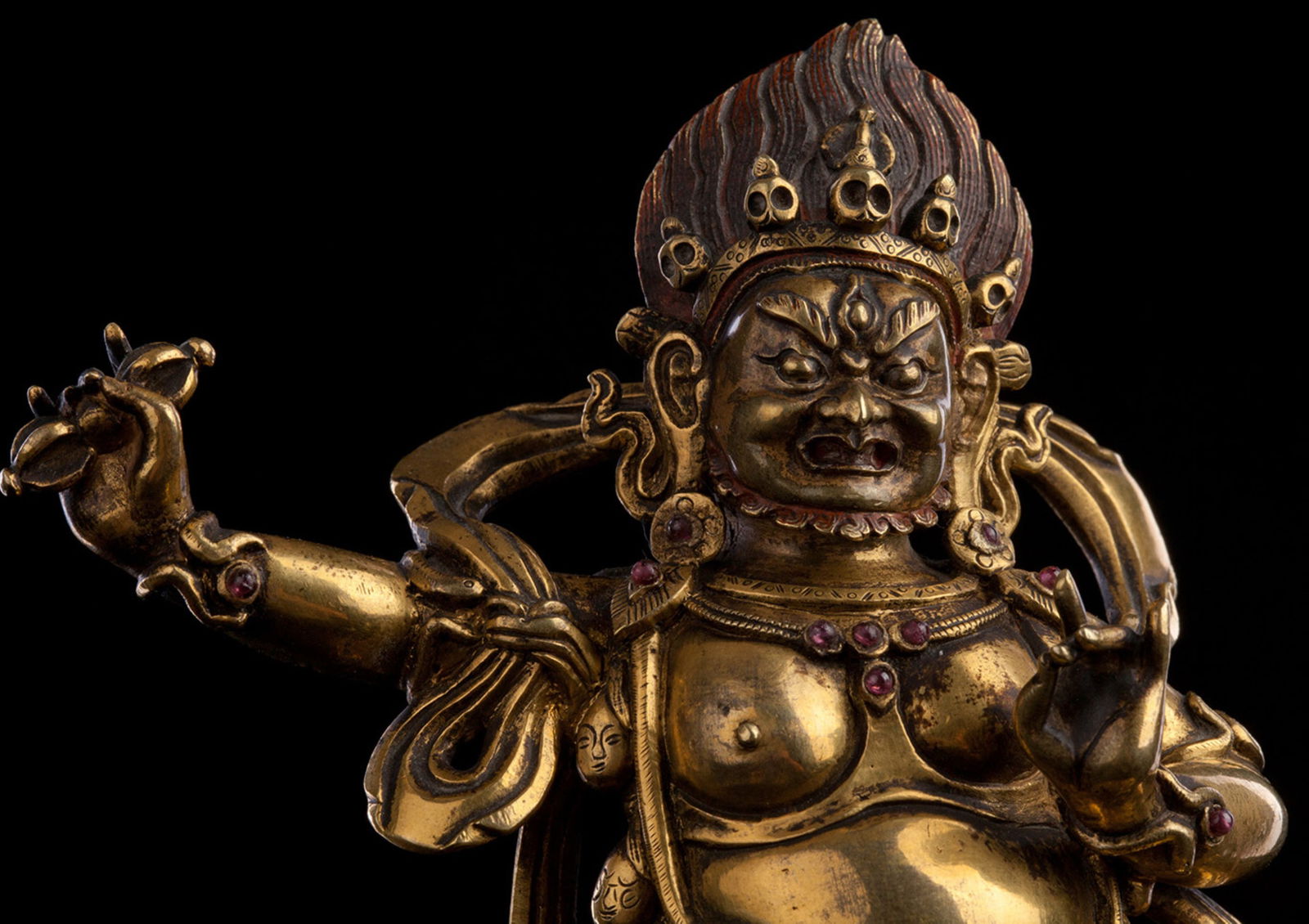 Exceptional 18thC Tibetan Fierce Deity. Finest in Collection: 18th Century Tibetan Fierce Deity — Jewel-Like Masterwork I acquired this extraordinary piece many years ago by trading another of my favorites—an item for which I had paid nearly $12,000. Its fin