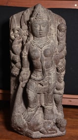 9thc Stone Durga from Java. 23 inches tall!! Museum Quality, Fine Condition-Masterpiece