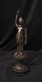 Late 15thC Japanese Bronze Baby Buddha- after his birth pointing towards Heaven + Earth so that