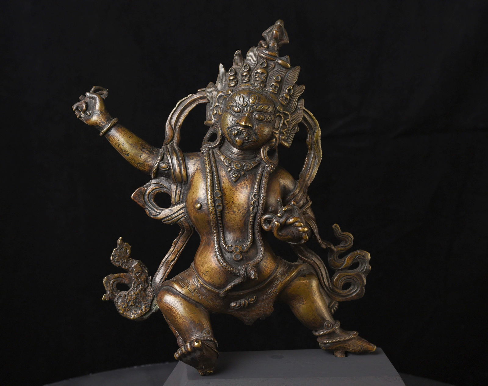 18thC Tibetan Bronze Protective Deity. Very Fine and Large Example. (1 of 20)
