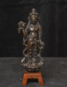 6-9th C Chinese Bronze TangBuddha of Compassion-Fine example