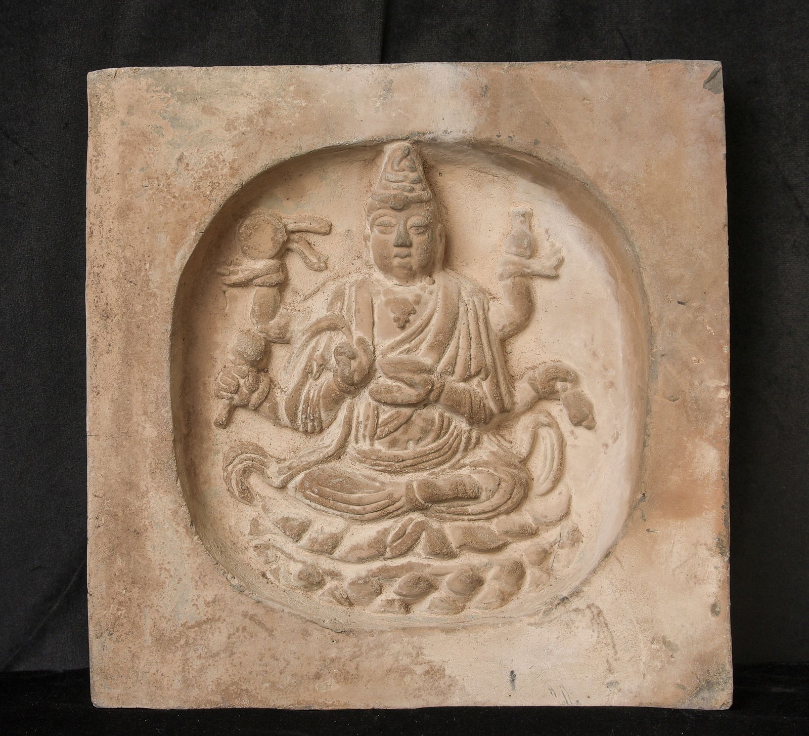 122/13thC Song Dynasty Chinese Terracotta Buddha in the form of an Architectural wall piece. (1 of 6)