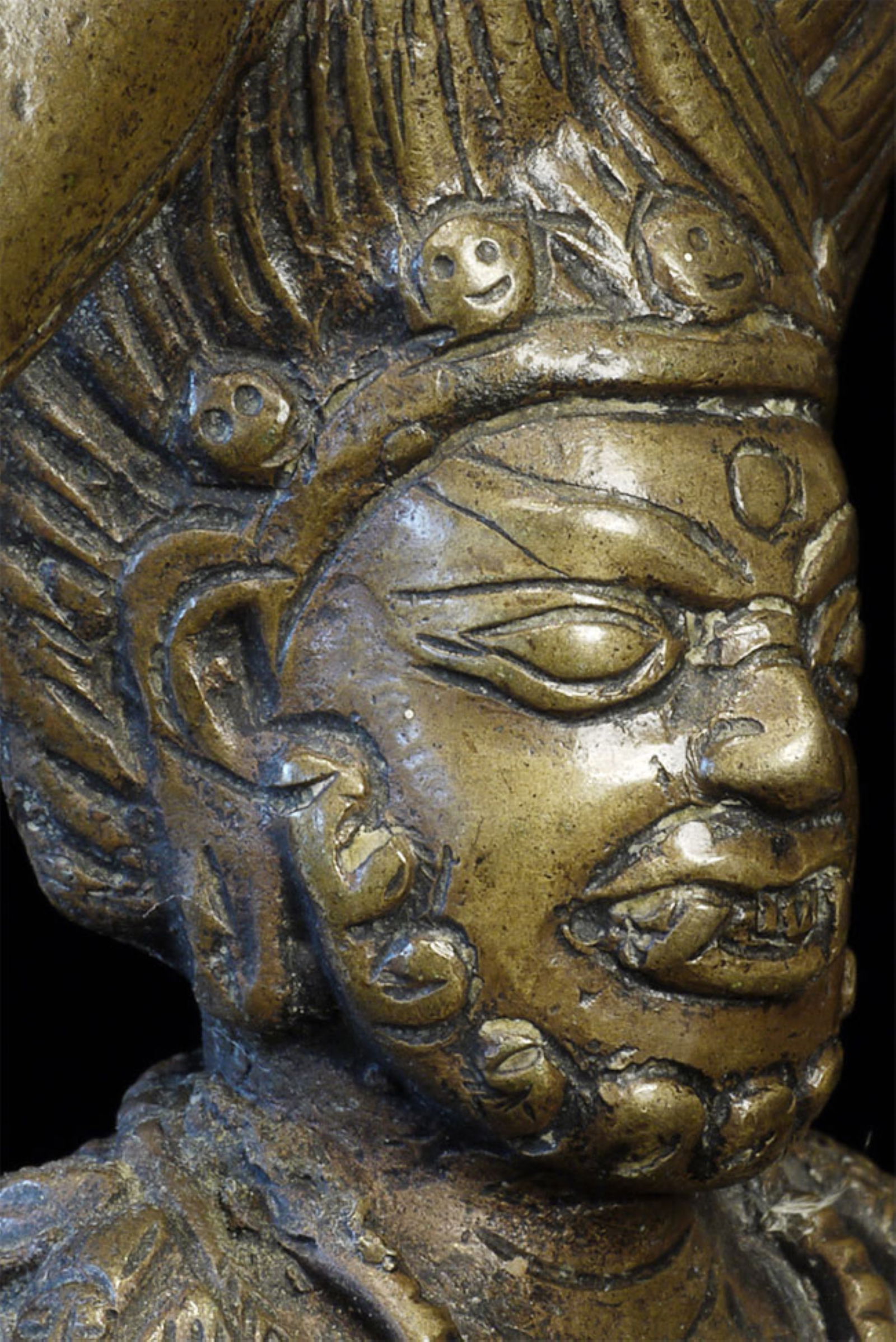 Antique Nepalese fierce deity. 6.75 inches tall, 5 5/8 inches at widest point. (1 of 18)