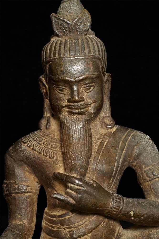 Antique Bronze Vietnam Shiva- - Well cast, nice patina-very rare type.: Remarkable antique Vietnamese bronze Shiva. 6 inches tall, 7.25 inches on a custom stand. Has many features from the Cham period of Vietnamese sculpture, though more likely it is 500 years old or