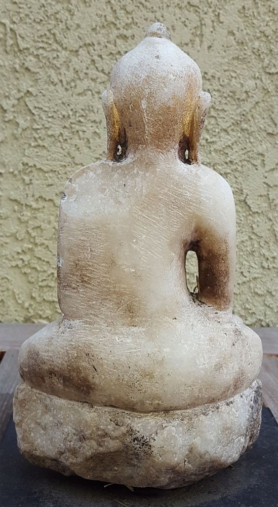 Burmese 18/19thC alabaster Buddha. - 4
