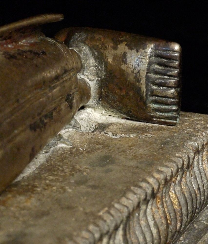 Solid silver 18thC Ayuthaya Reclining Buddha - Rare Type. - 4