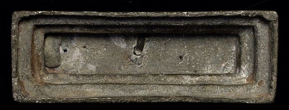 Solid silver 18thC Ayuthaya Reclining Buddha - Rare Type. - 7