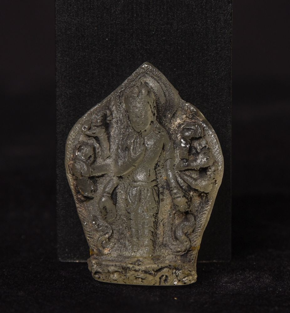 10th C Cambodian Glass Multi-Arm Tantric Deity-Very Rare: Very rare 10/11thC Cambodian Glass Multi-Arm Tantric Deity. I've seen only three of these in 20+ years. I bought both of these nearly 20 years apart and saw one other almost 25 years ago. the first on