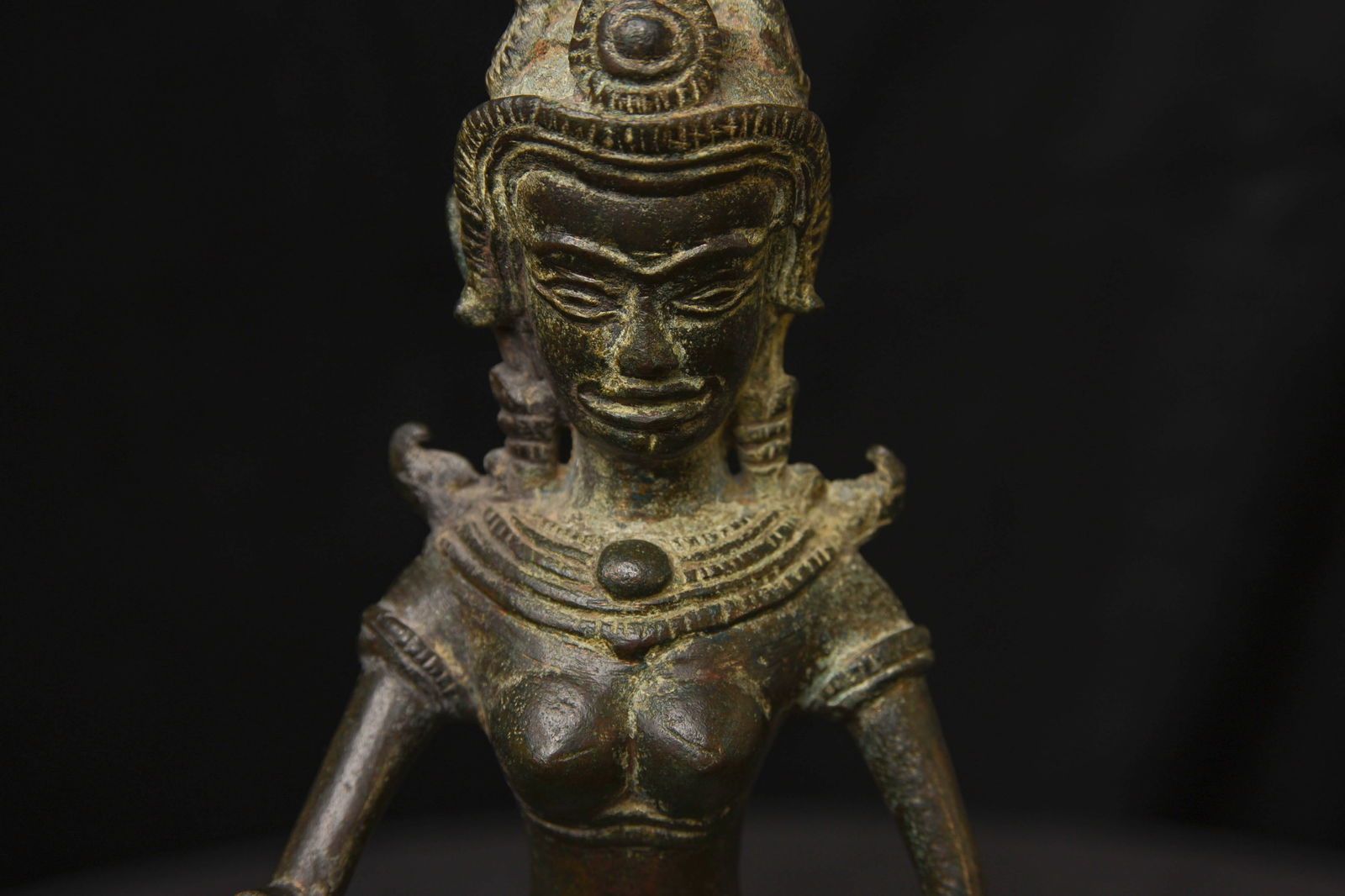 13thC Cambodian Solid-Cast Bronze Post Khmer "Apsara" Large, Uncommon - 11