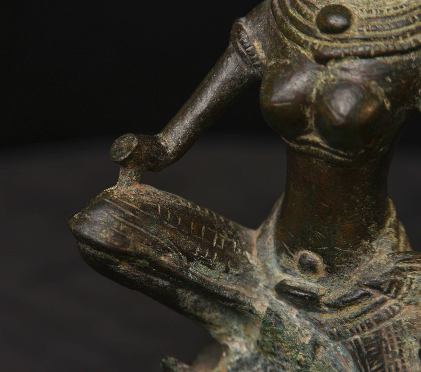 13thC Cambodian Solid-Cast Bronze Post Khmer "Apsara" Large, Uncommon - 18