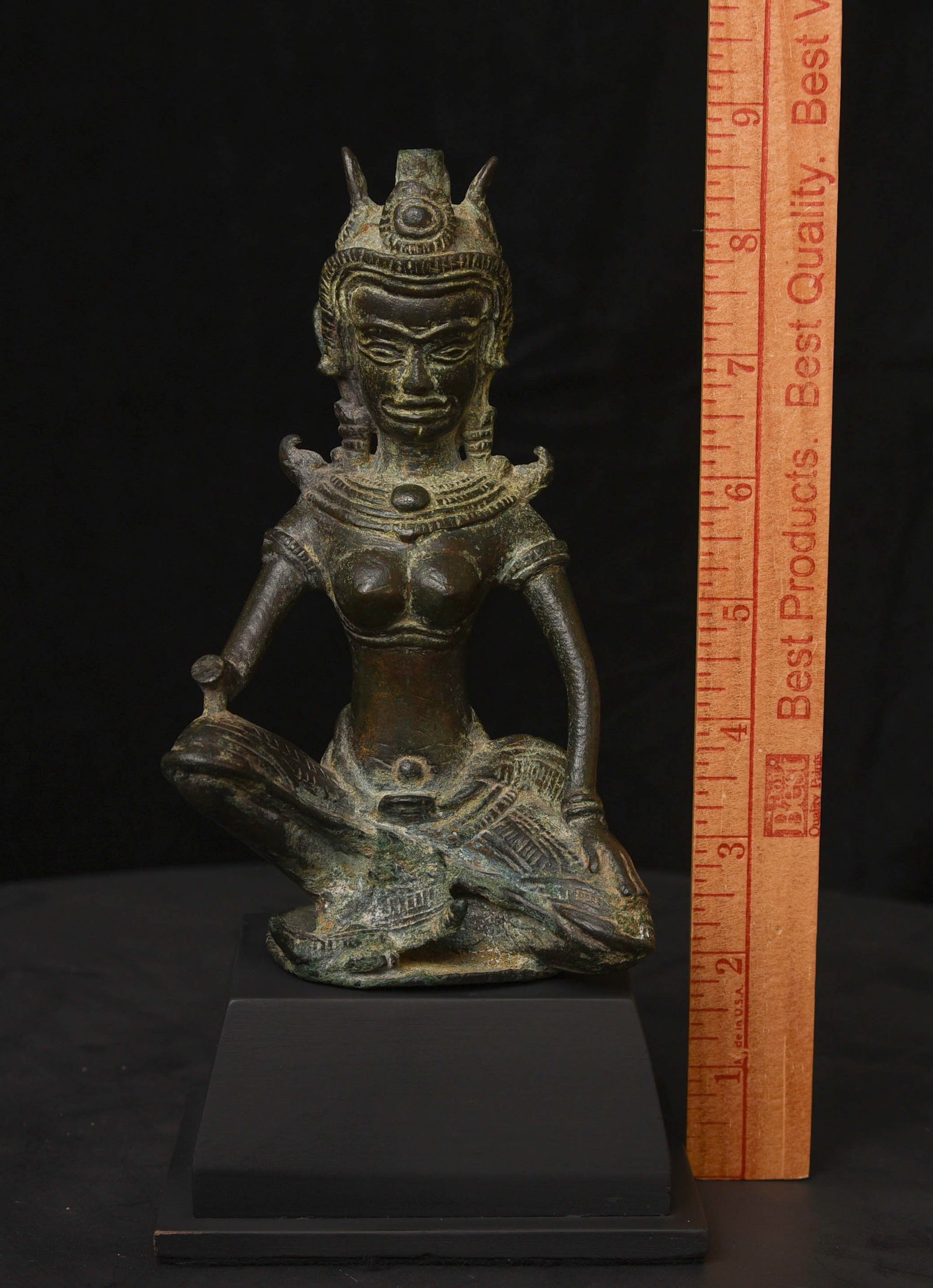 13thC Cambodian Solid-Cast Bronze Post Khmer "Apsara" Large, Uncommon - 2