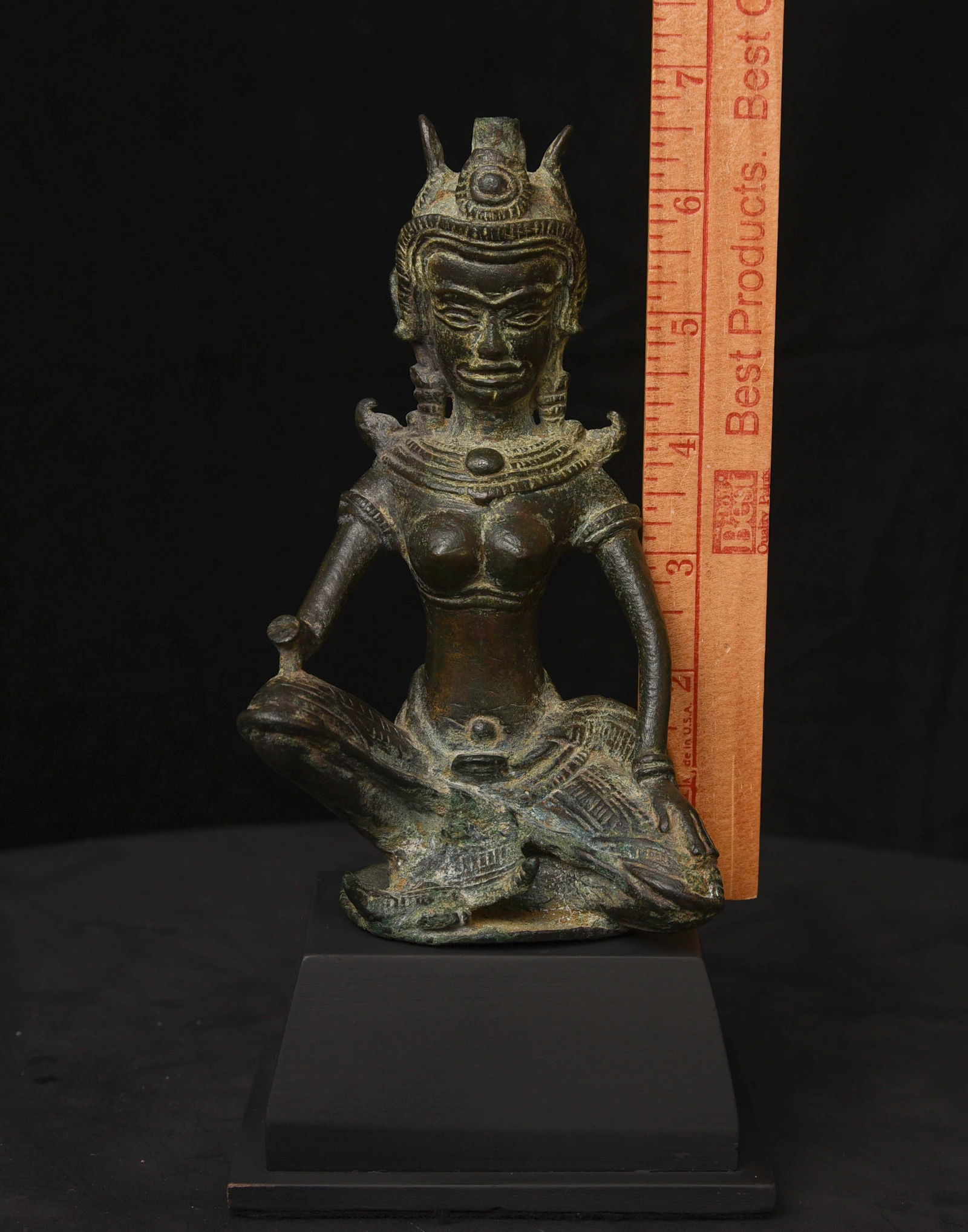 13thC Cambodian Solid-Cast Bronze Post Khmer "Apsara" Large, Uncommon - 3