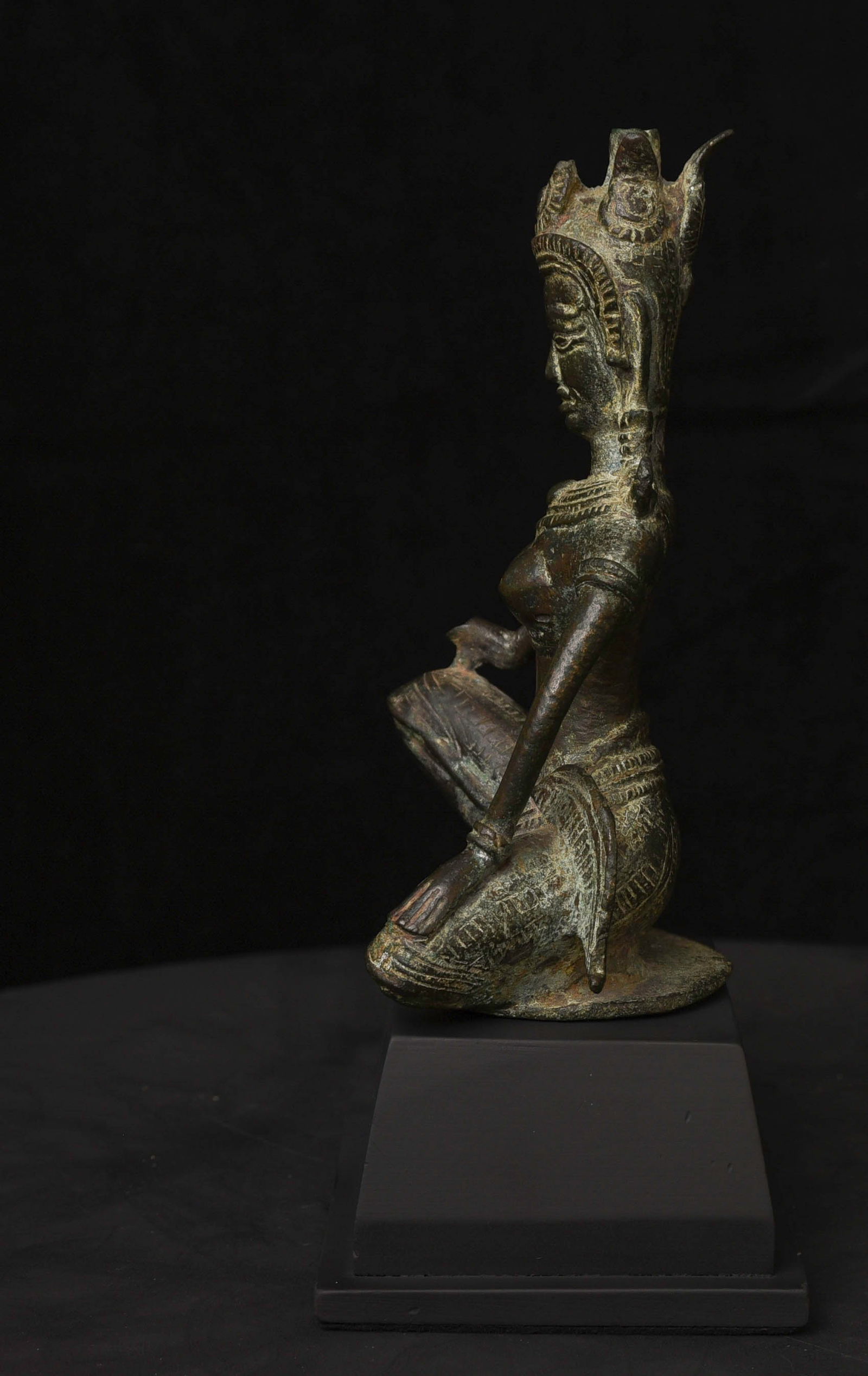 13thC Cambodian Solid-Cast Bronze Post Khmer "Apsara" Large, Uncommon - 5