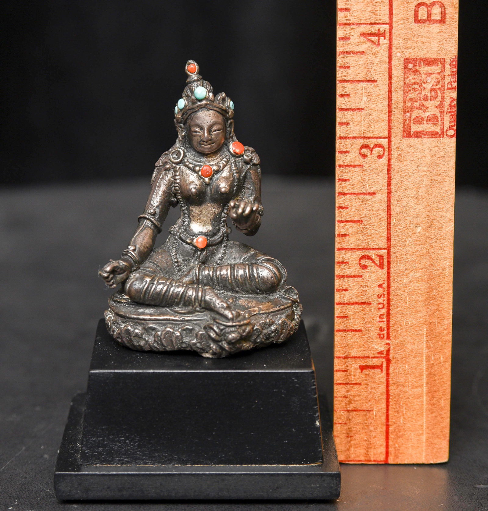 18thC Mongolian bronze Bodhisattva- solid-cast - 2
