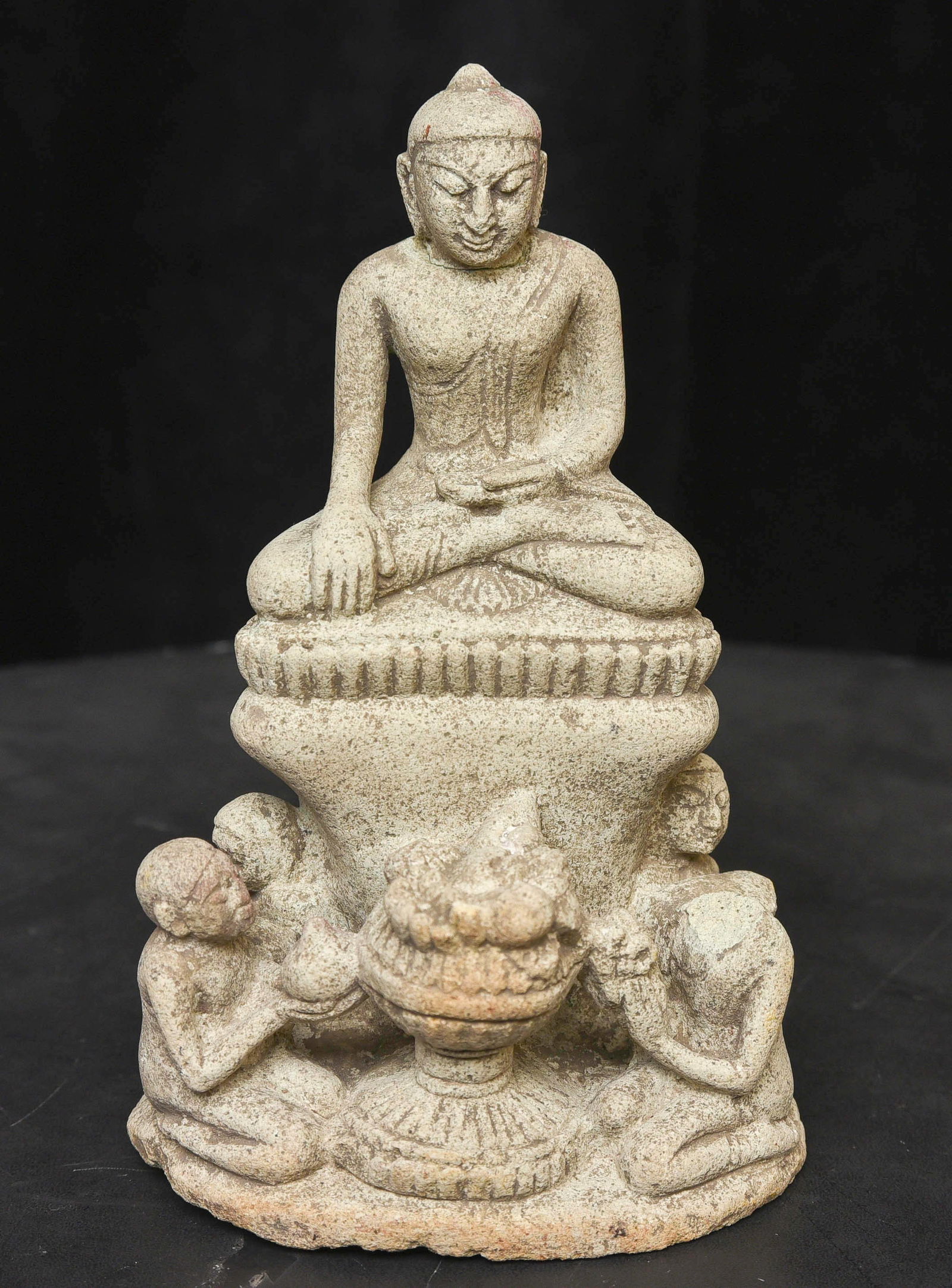 12/13thC Pagan Burma Buddha with attendants- Stone- Authentic, museum quality (1 of 16)