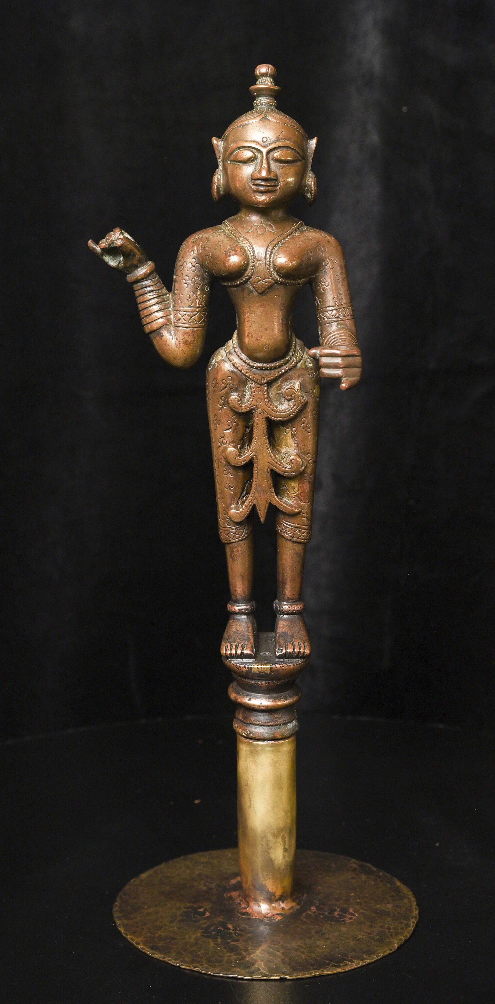 18thC Indian Hindu Bronze-Large, finely cast, custom base made by sculptor (1 of 19)