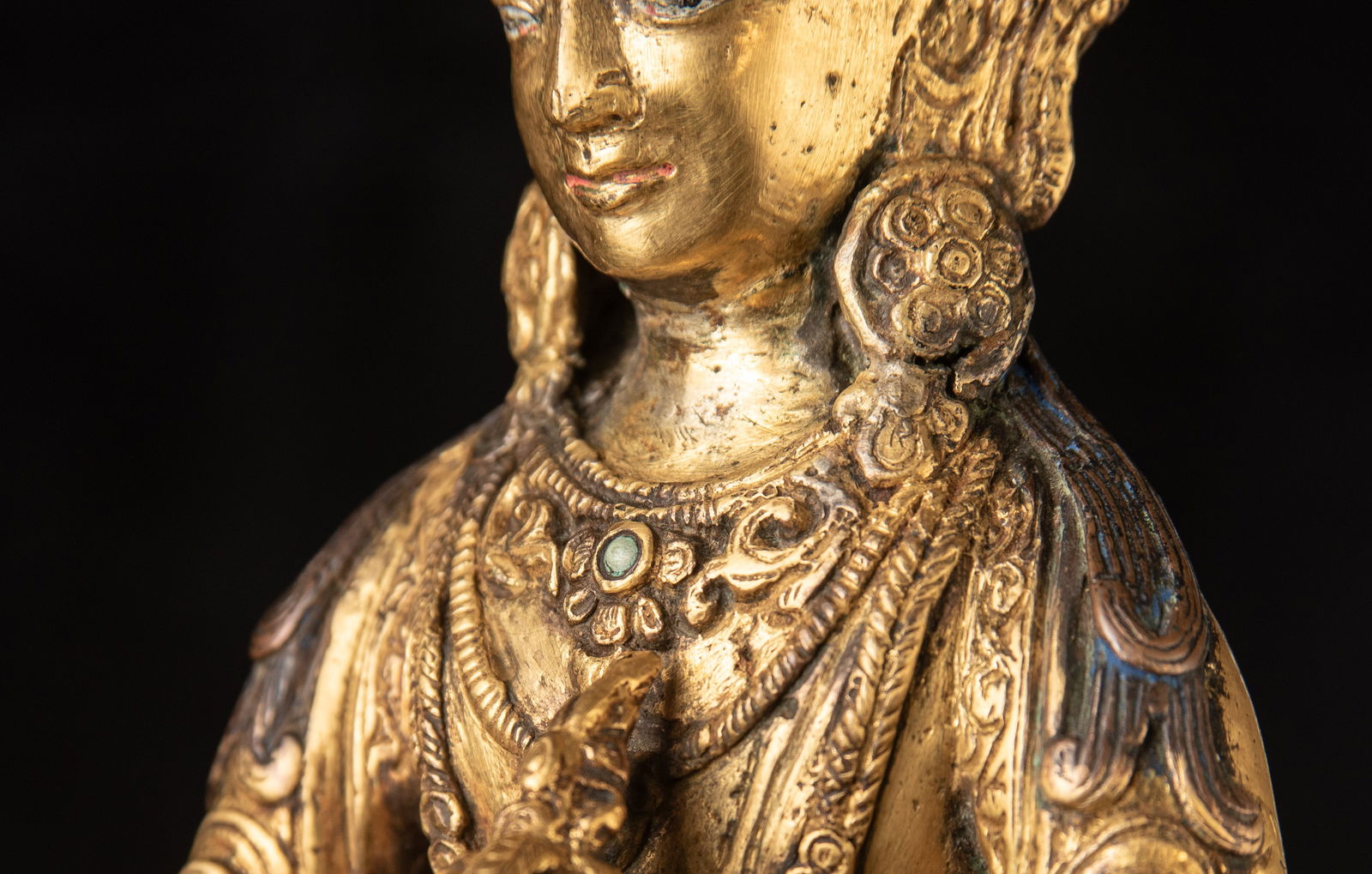 19thC Nepalese Guilded Bronze Buddha. - 13