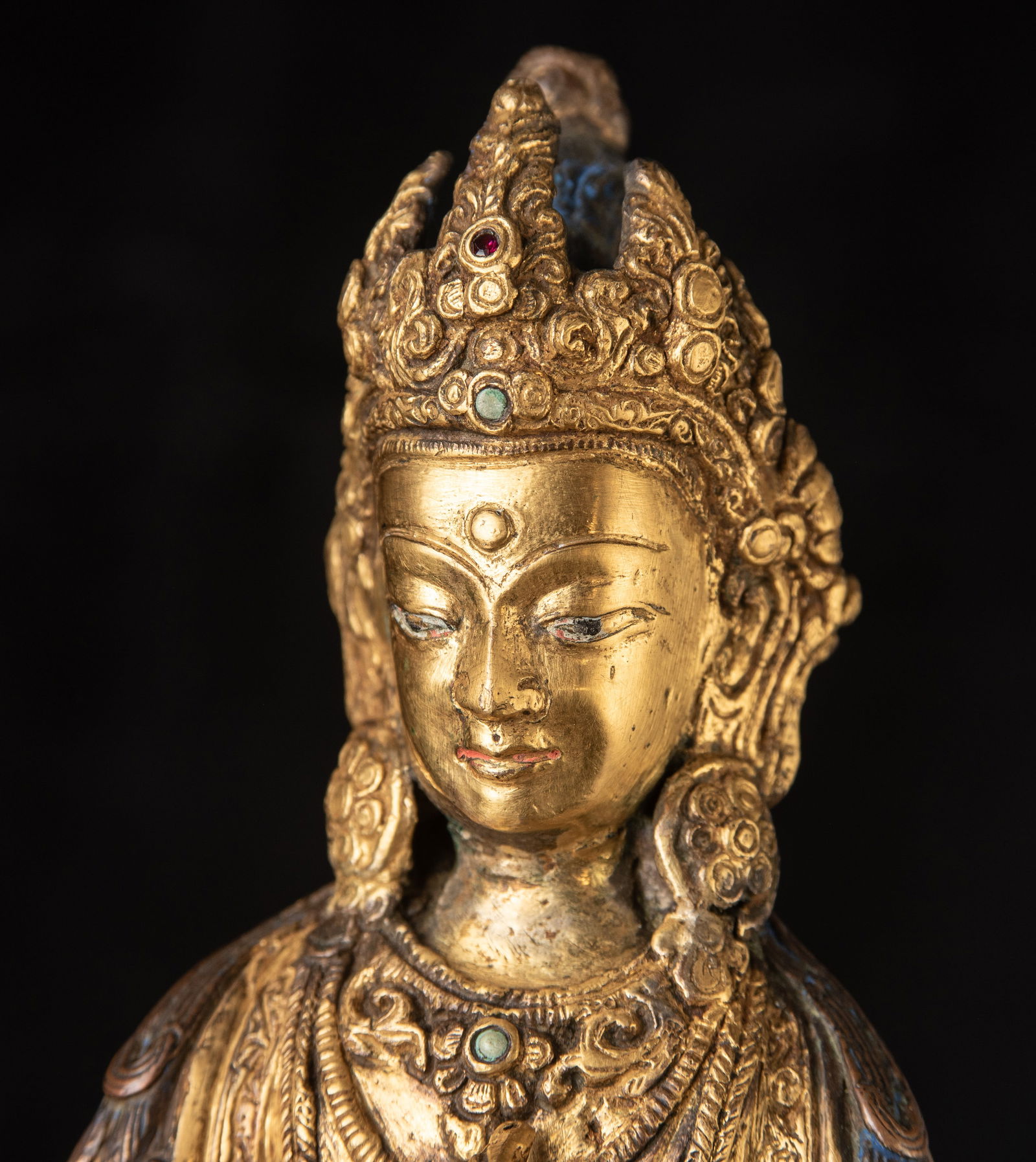19thC Nepalese Guilded Bronze Buddha. - 16