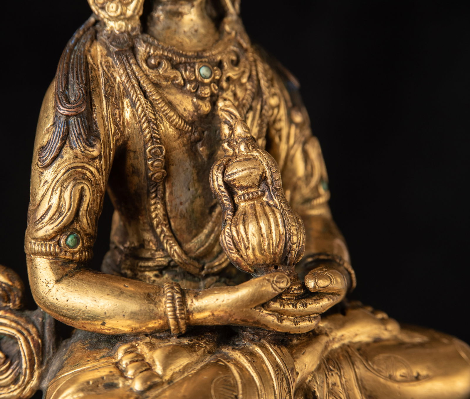 19thC Nepalese Guilded Bronze Buddha. - 17