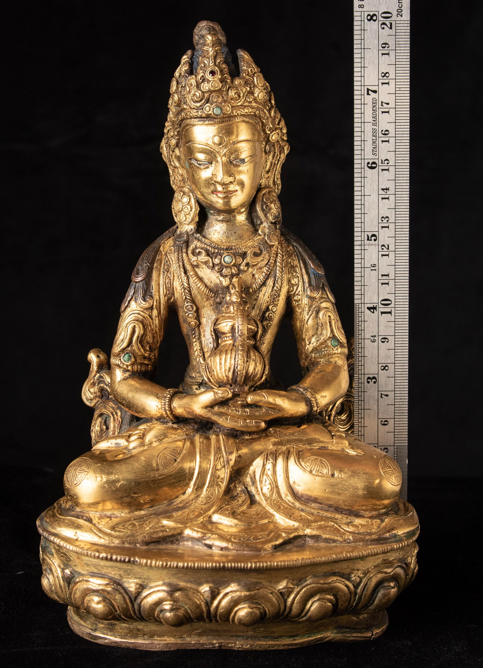 19thC Nepalese Guilded Bronze Buddha. - 2
