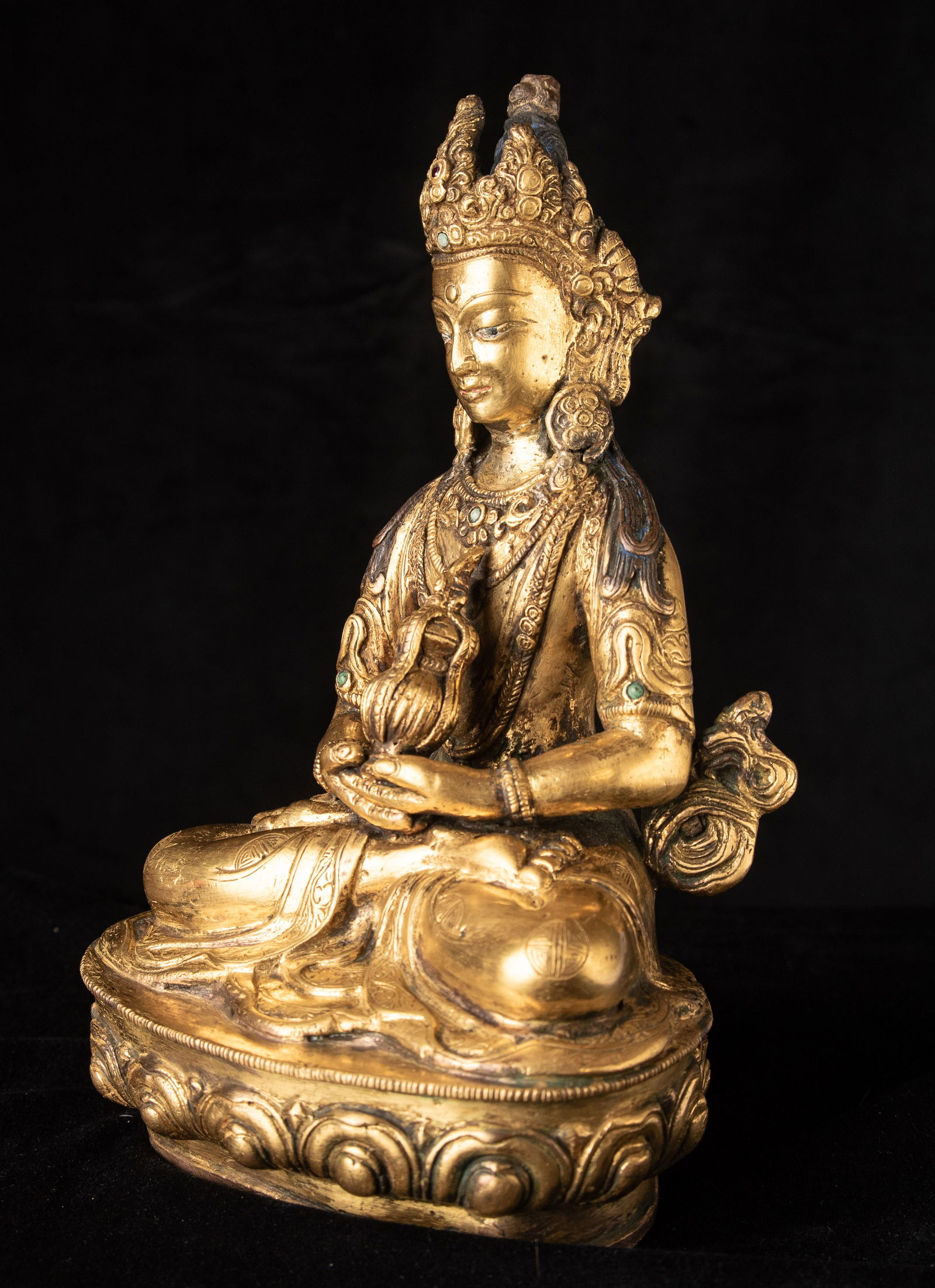 19thC Nepalese Guilded Bronze Buddha. - 3