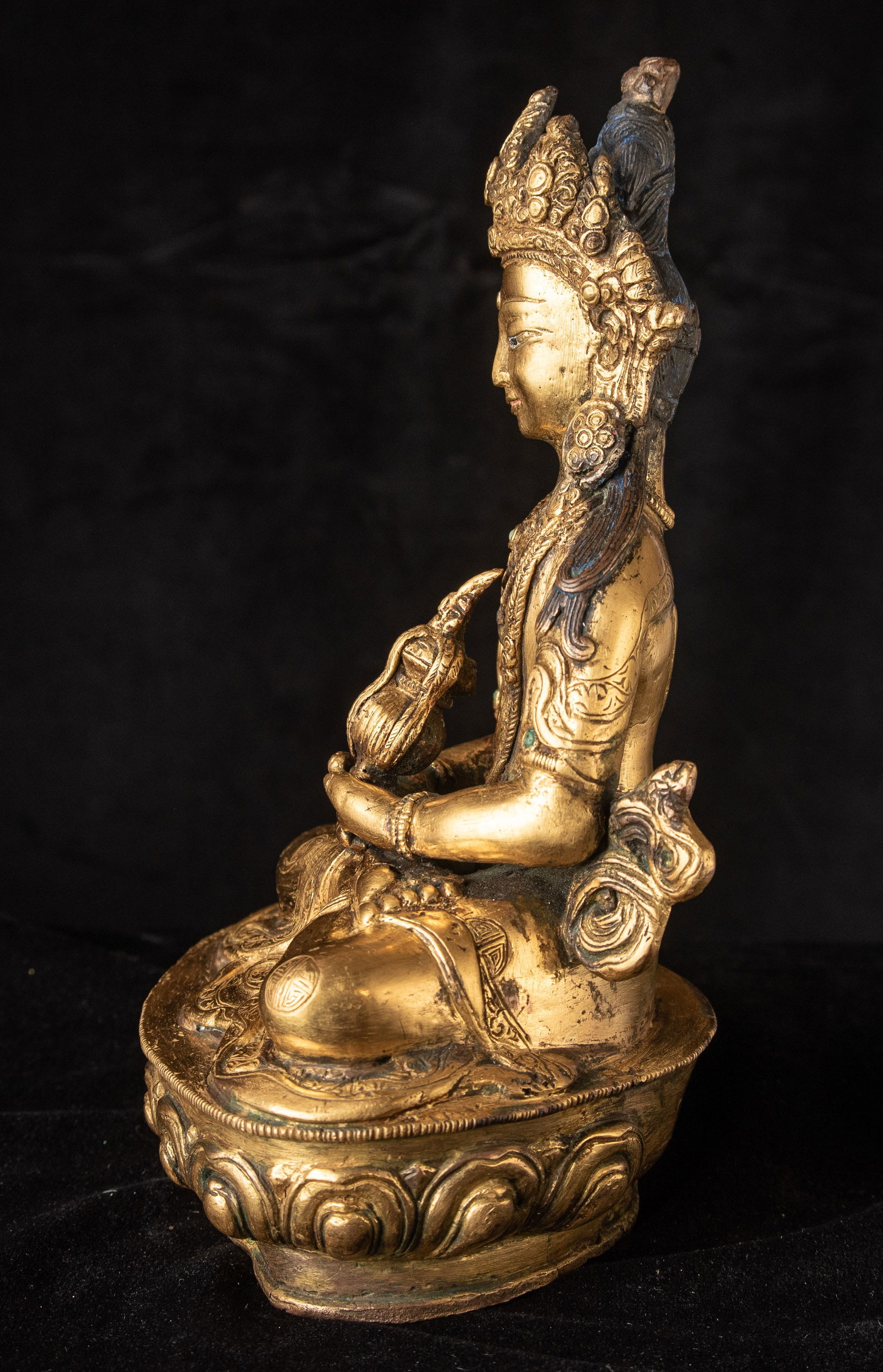 19thC Nepalese Guilded Bronze Buddha. - 5