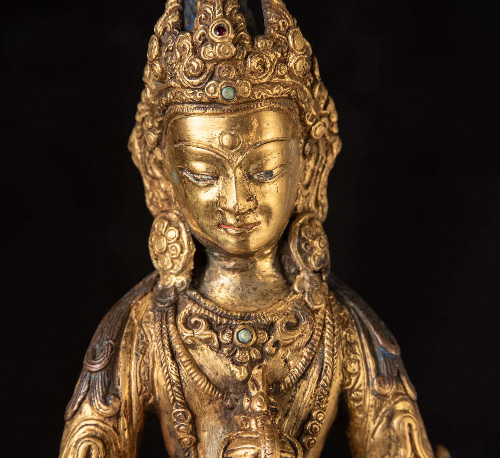 19thC Nepalese Guilded Bronze Buddha. - 8