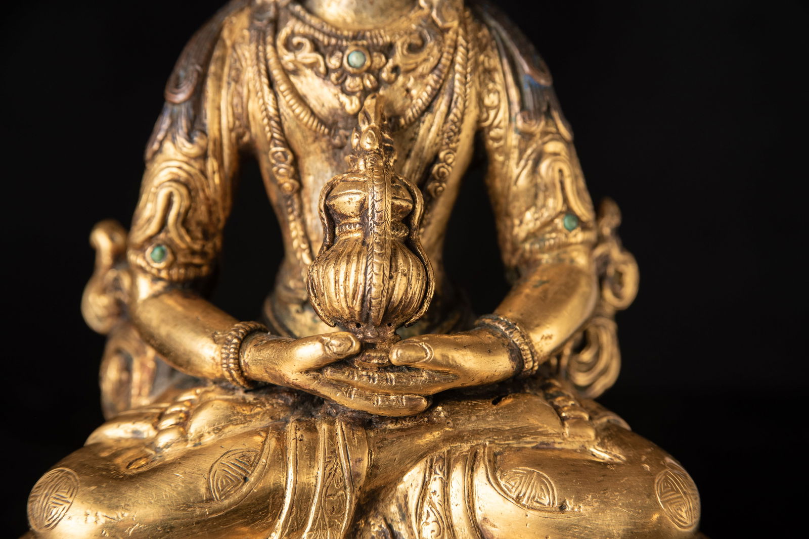 19thC Nepalese Guilded Bronze Buddha. - 9