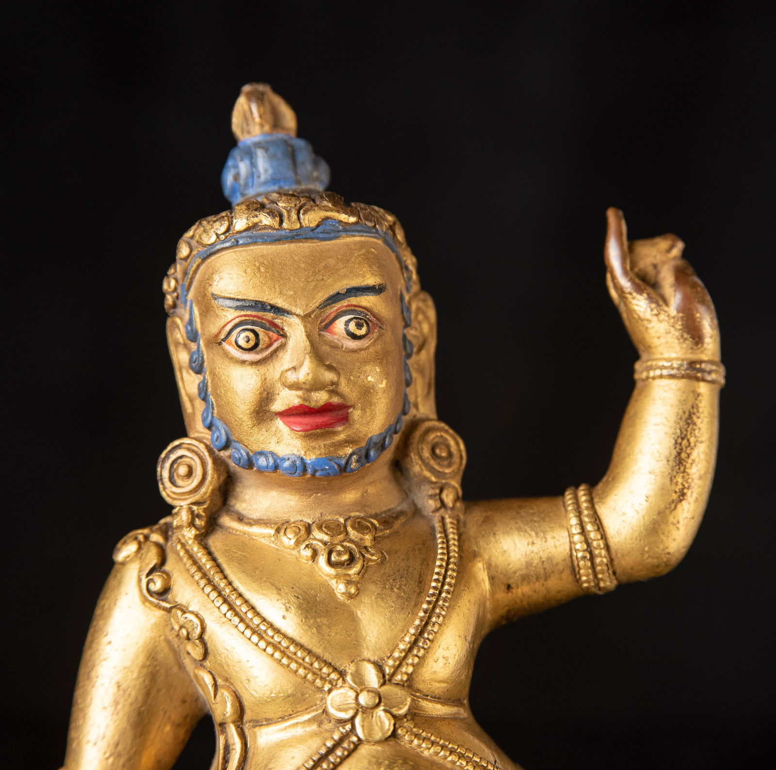 Antique gilded Tibetan bronze figure. Animated. - 12