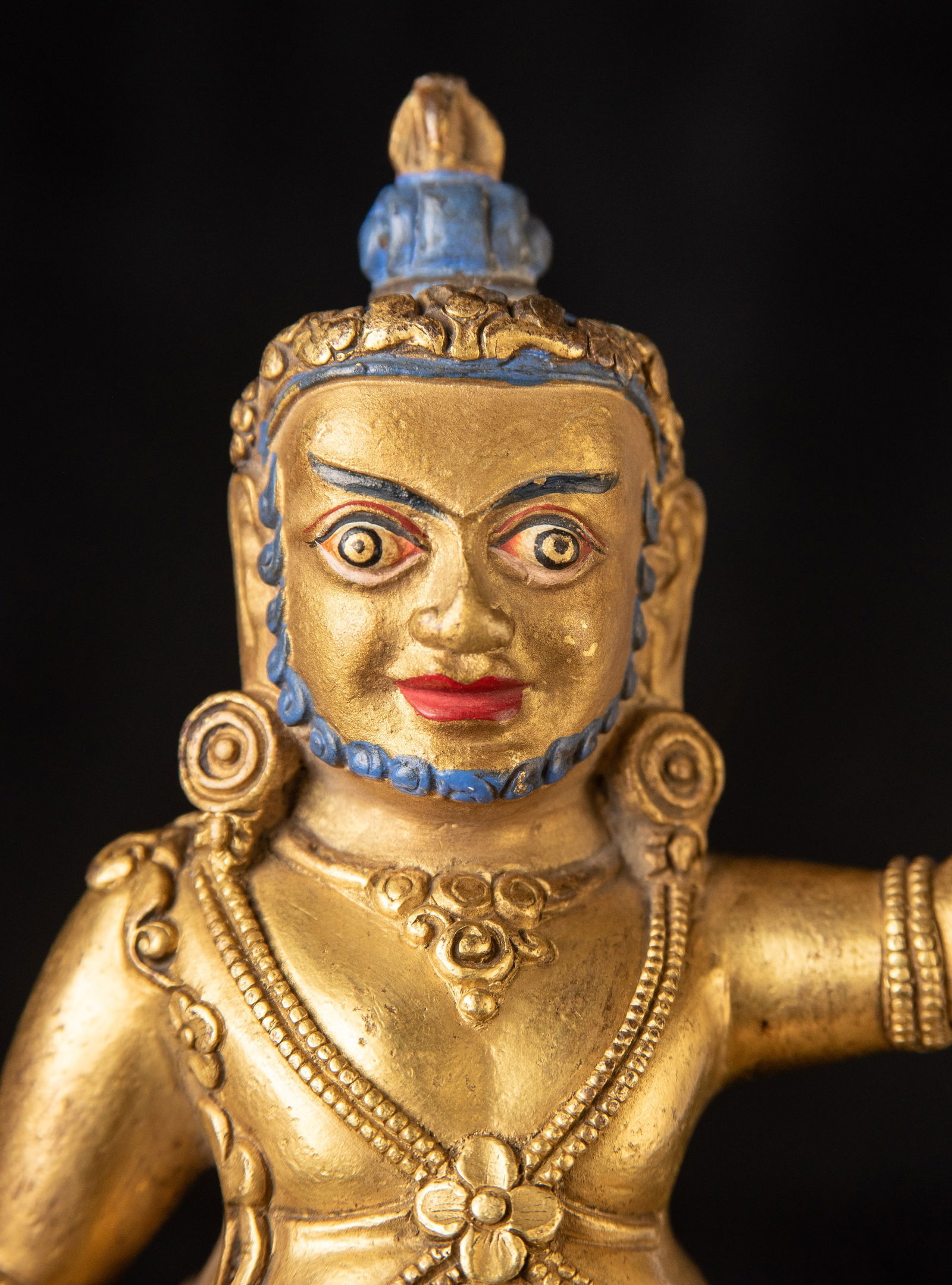 Antique gilded Tibetan bronze figure. Animated. - 13