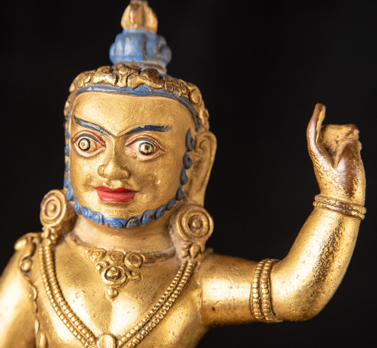 Antique gilded Tibetan bronze figure. Animated. - 14