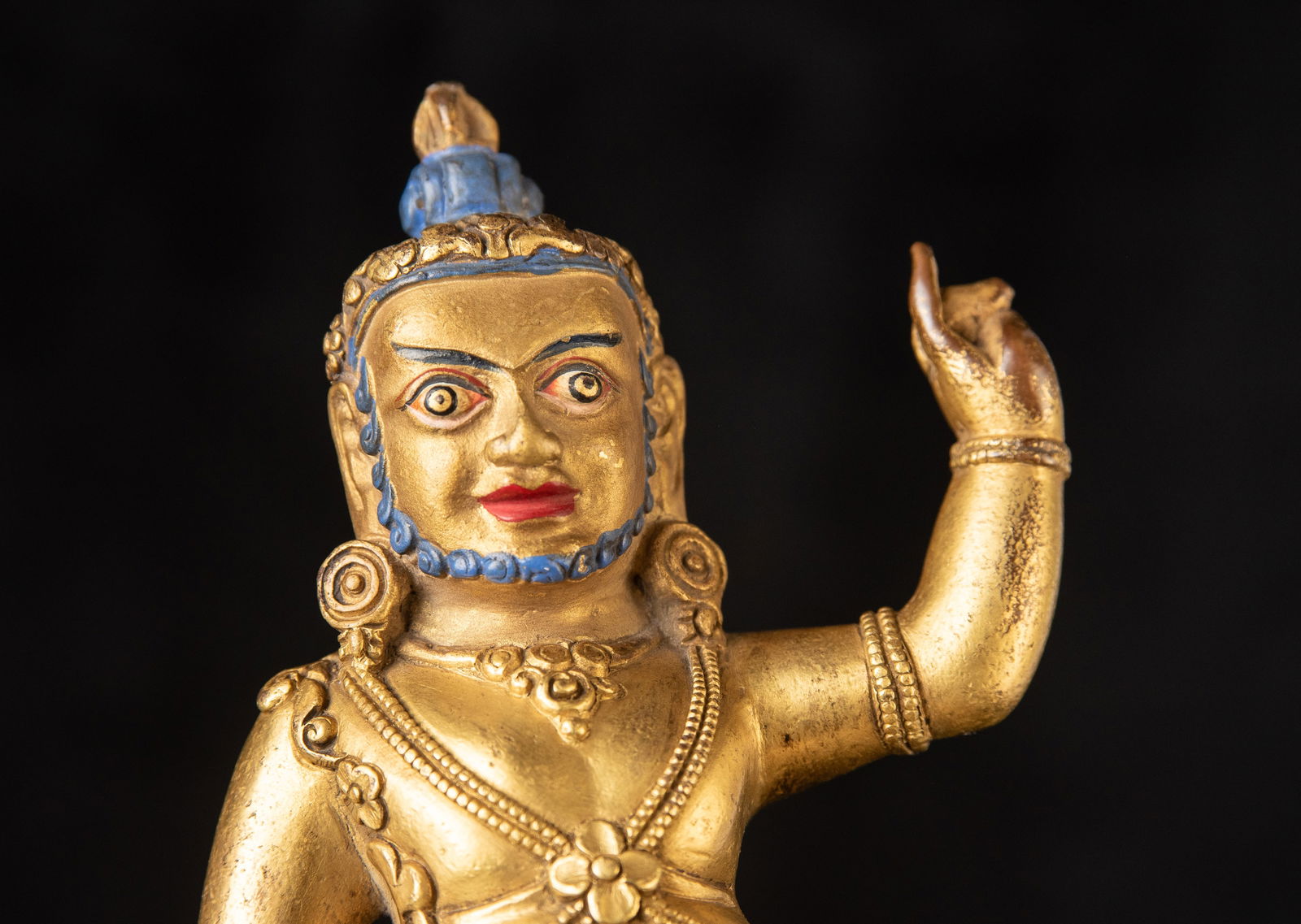 Antique gilded Tibetan bronze figure. Animated. - 6