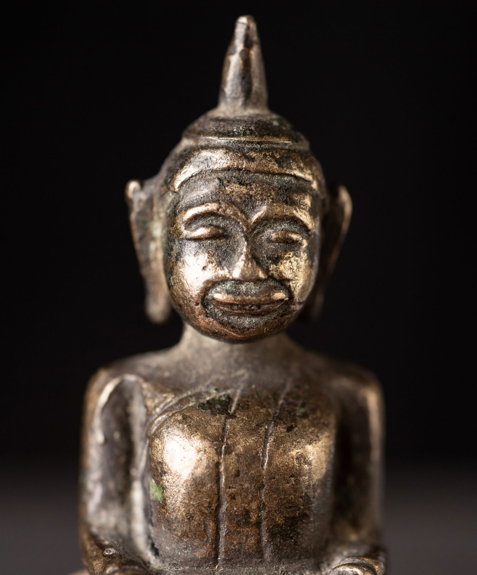 17/18thC Cambodian solid silver Buddha. Nice example of its type. - 7