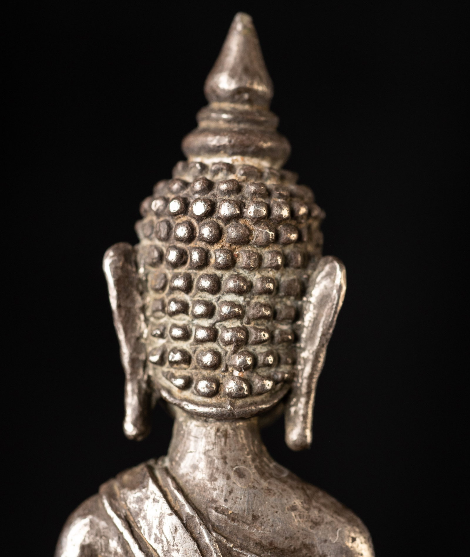 17/18 century solid cast silver Cambodian Buddha. Fine example. - 10