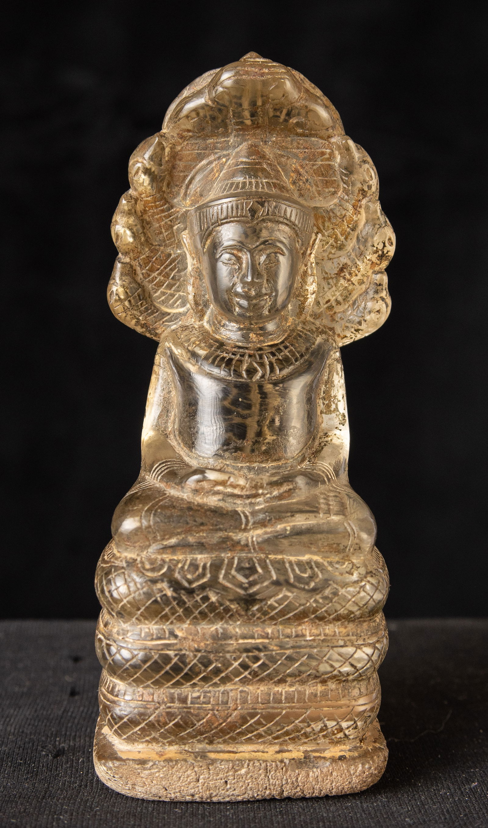 15th century or later, Cambodian ancient glass or crystal Naga Buddha (1 of 13)
