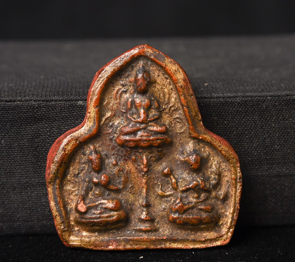 Nice old Tibetan or Mongolian Buddhist Tablet.: Nice old Tibetan or Mongolian Buddhist Tablet - ( 1.75"H x 1.75"W x .375"D ) - 25g.ly 19thC. Deep Discount