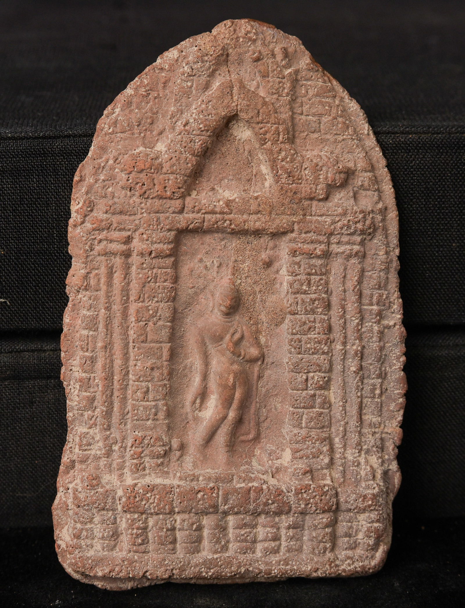 Antique Thai Walking Buddha clay tablet. 19th century or earlier.: Antique Thai Walking Buddha clay tablet. 19th century or earlier. Very finally done. ( 3.5"H x 2.25"W x .25"D ) - 45g.
