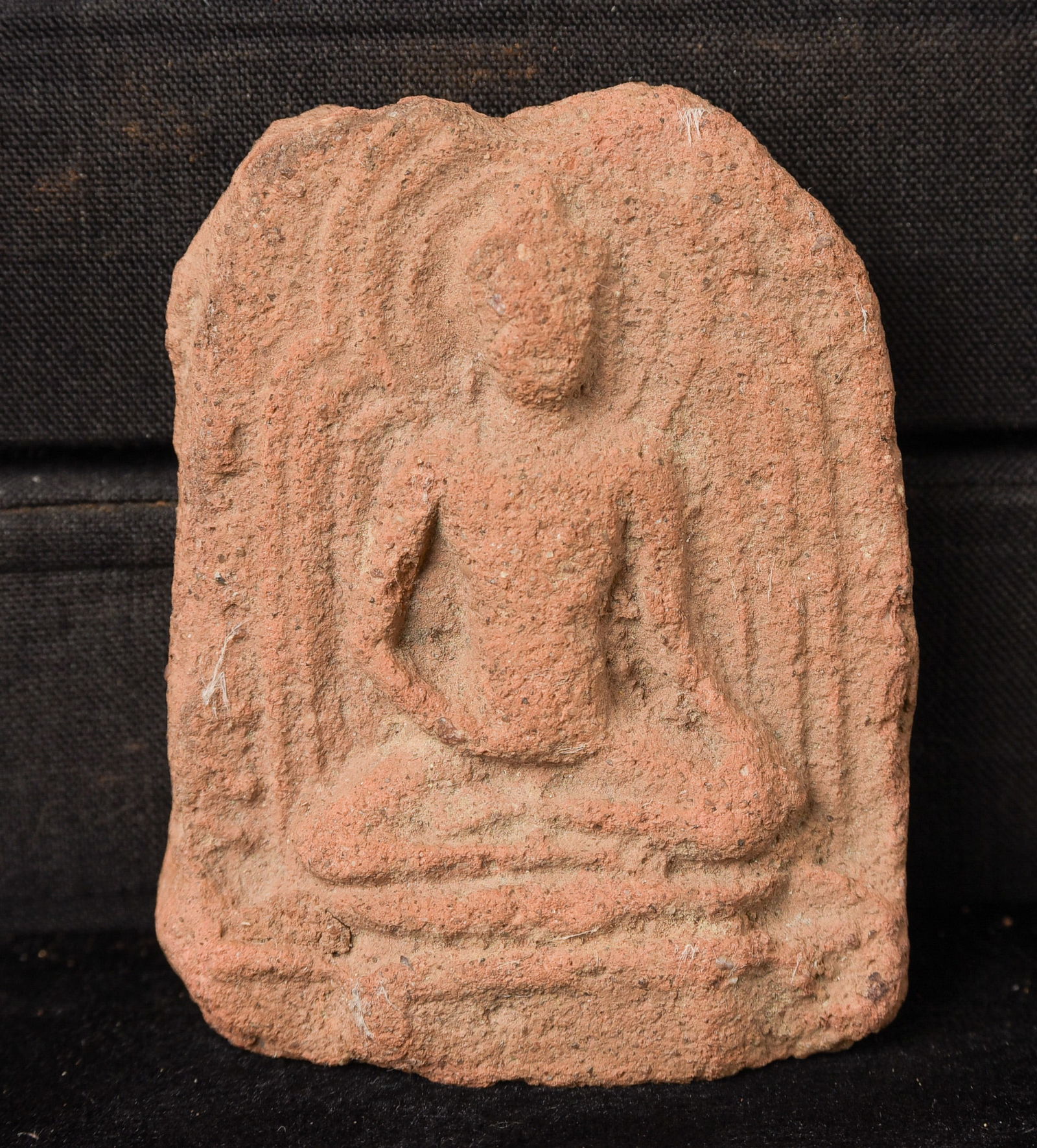 Thousand-Year-Old+ Burmese Pyu Terracotta Buddha Tablet.: Thousand-Year-Old+ Burmese Pyu Terracotta Buddha Tablet. Uncommon small size. ( 2.5"H x 2"W x .75"D ) - 80g.
