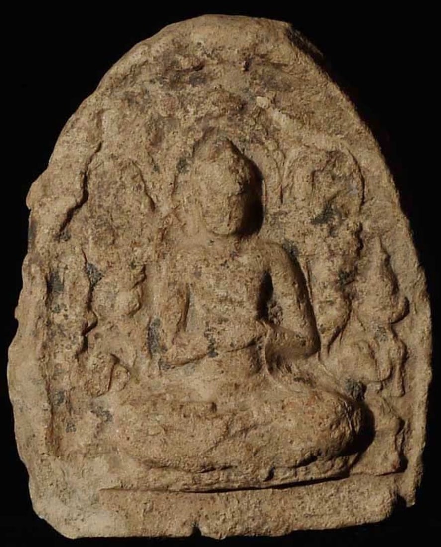 Very early Burmese(probably over 1,000 years old) Buddha tablet.: Very early Burmese(probably over 1,000 years old) Buddha tablet. 4 1/8" tall, 3.5" wide, .5' deep