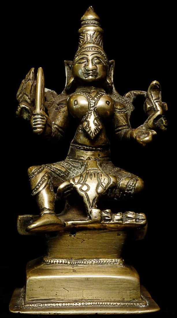 Antique Hindu figure. 4.5" tall, base is 2.25" square.: Antique Hindu figure. 4.5" tall, base is 2.25" square.