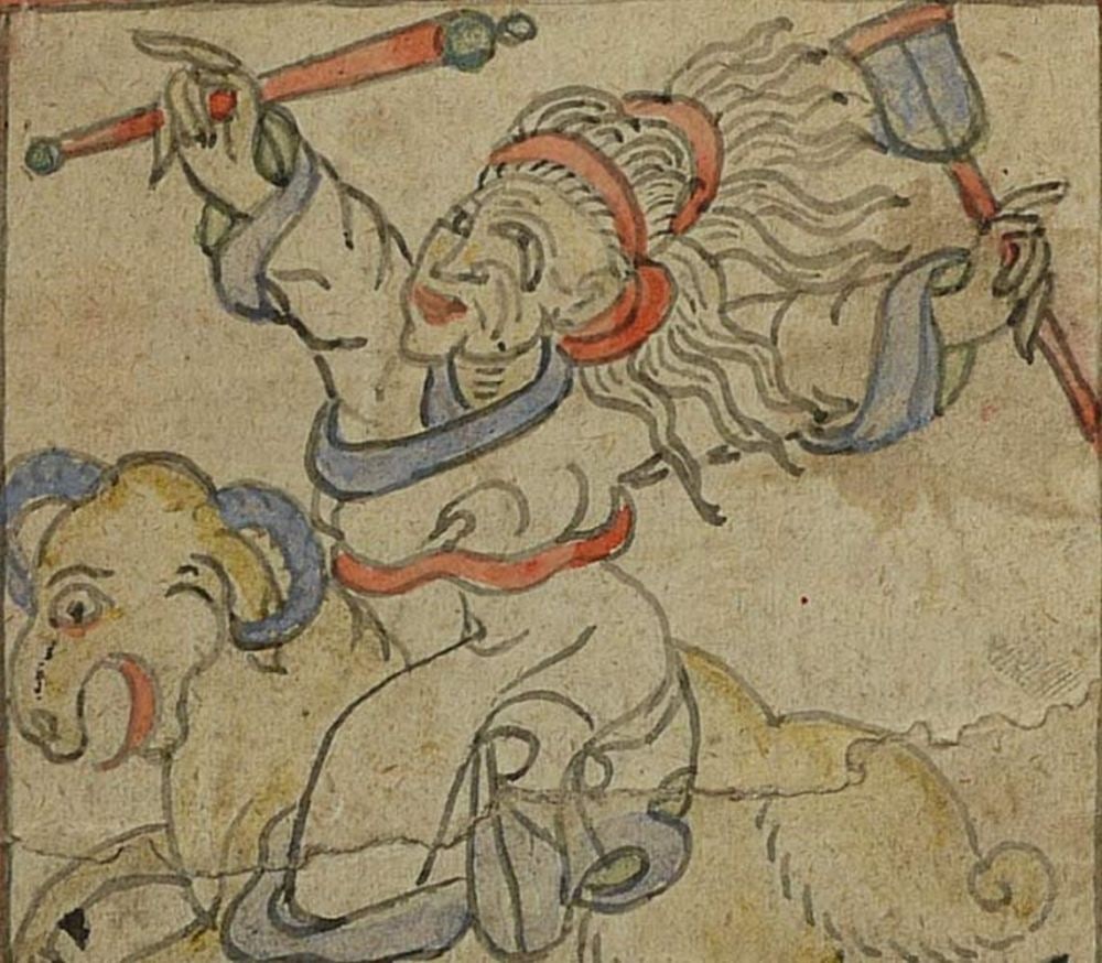 Unusual Old Mongolian Painting affixed to a: Unusual Old Mongolian Painting affixed to a cardboard-like material. 3.25" x 3"