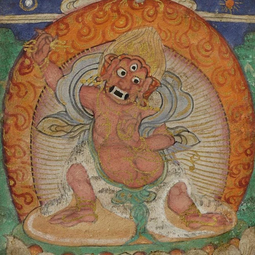 Small antique canvas Thangka is 3" x 2.5": Small antique canvas Thangka is 3" x 2.5"excellent example. Domestic shipping included international shipping will be $30.