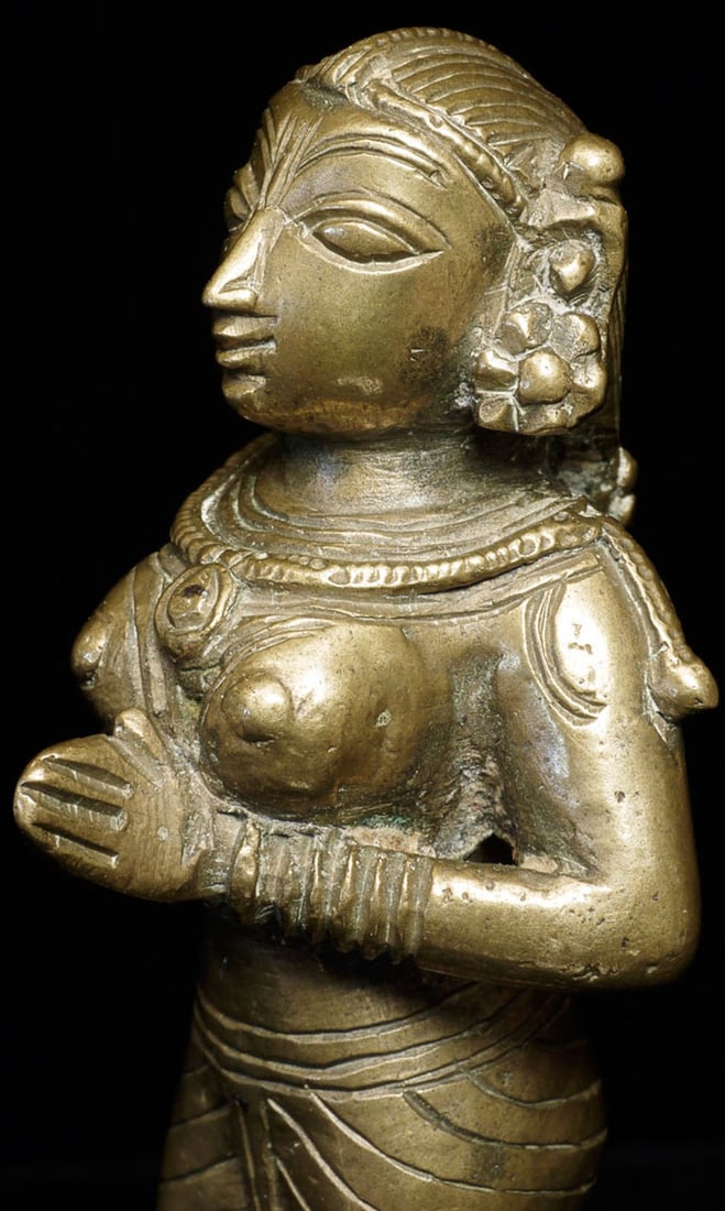 Nice Antique Indian Bronze Figure. Stands 4" tall. (1 of 10)