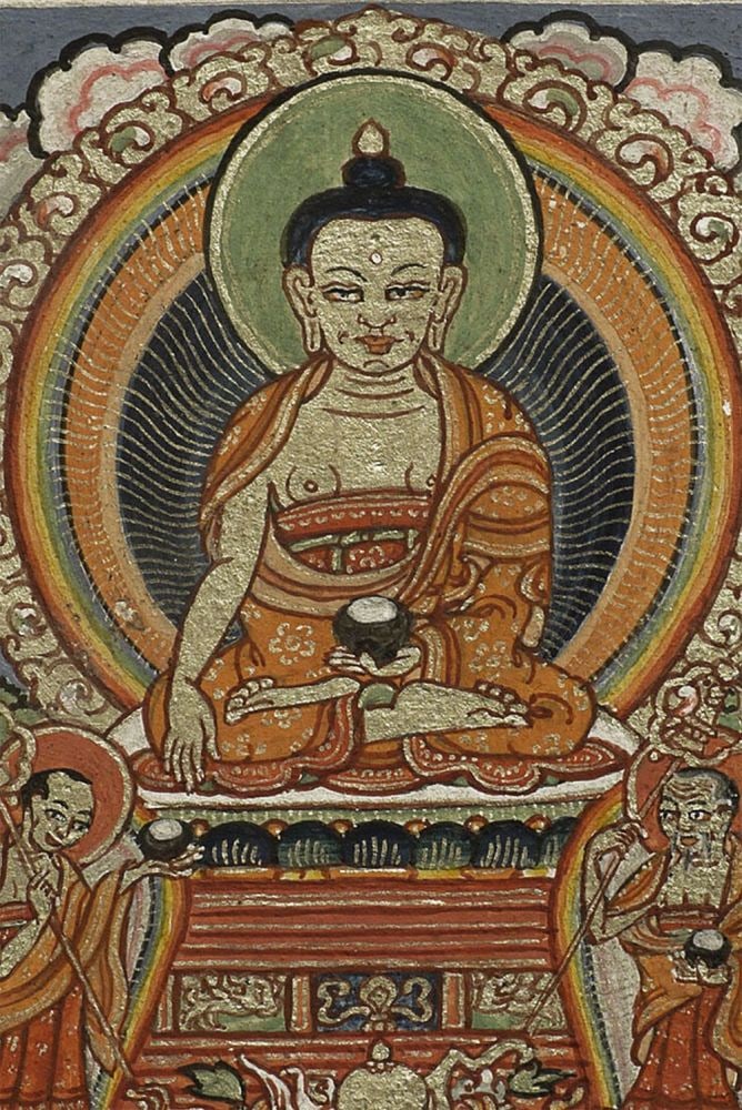 Vintage/Old Mongolian Miniature Thangka.: Vintage/Old Mongolian Miniature Thangka is 2.75" x 2.25"