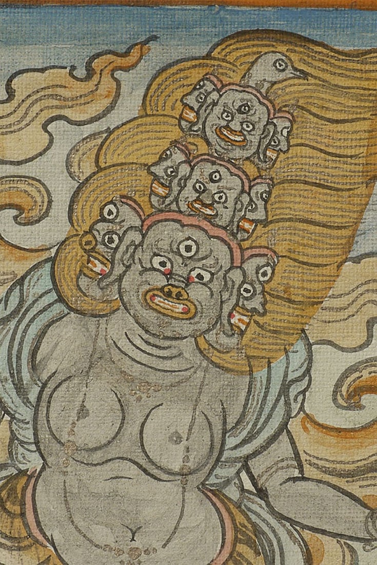 Wonderful Mongolian Vintage/old Thangka.: Wonderful Mongolian Vintage/old Thangka. Measures 3 x 3.5 inches