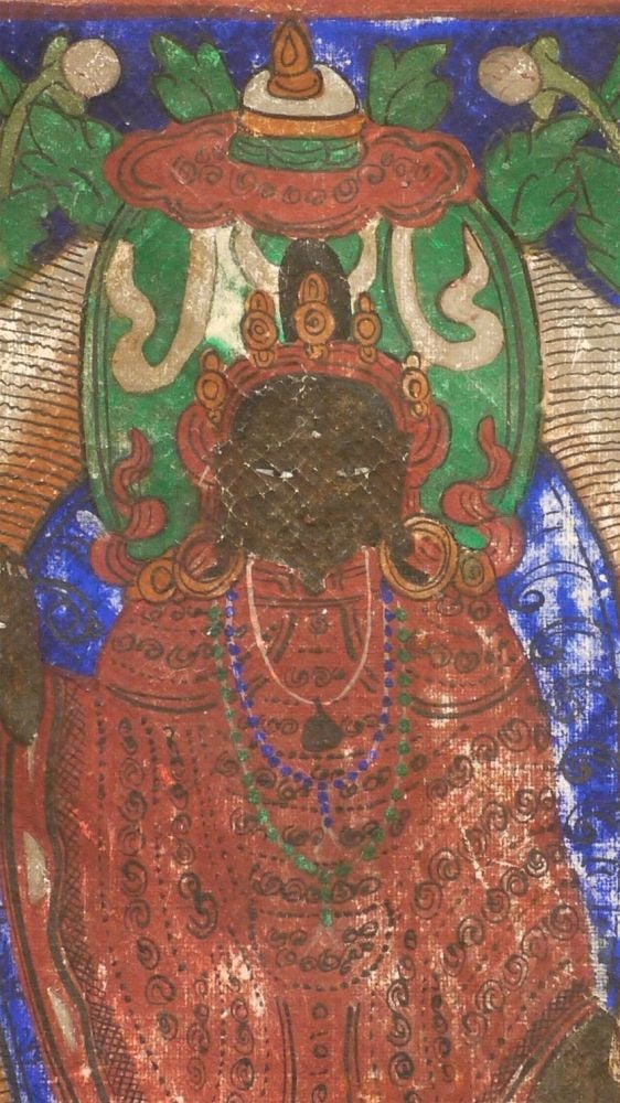 Antique Thangka, 6.25" x 8.75": Nice size antique Thangka in old frame. 6.25 x 8.75 inches, frame measures 9.5 x 11.25