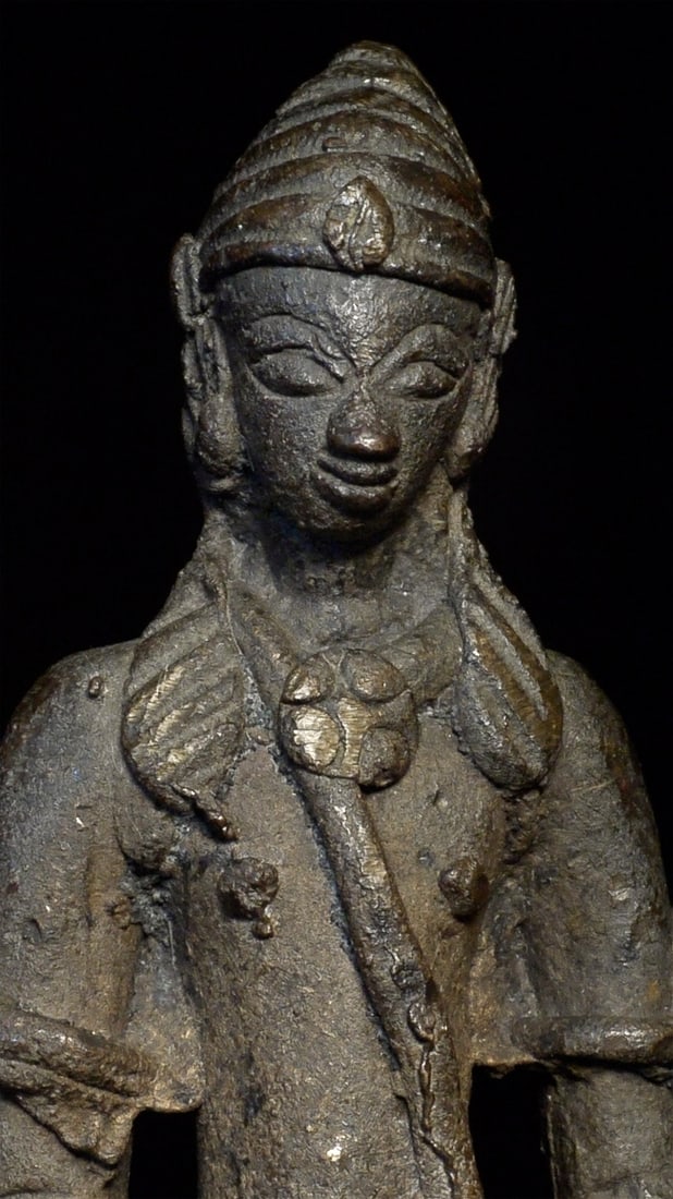 Indonesian Buddha/Buddhist Figure 3-3/8" Tall: Antique Indonesian (or another island) Buddha or Buddhist figure. Some surface irregularities. This piece measures 3-3/8" tall. Deep discount.