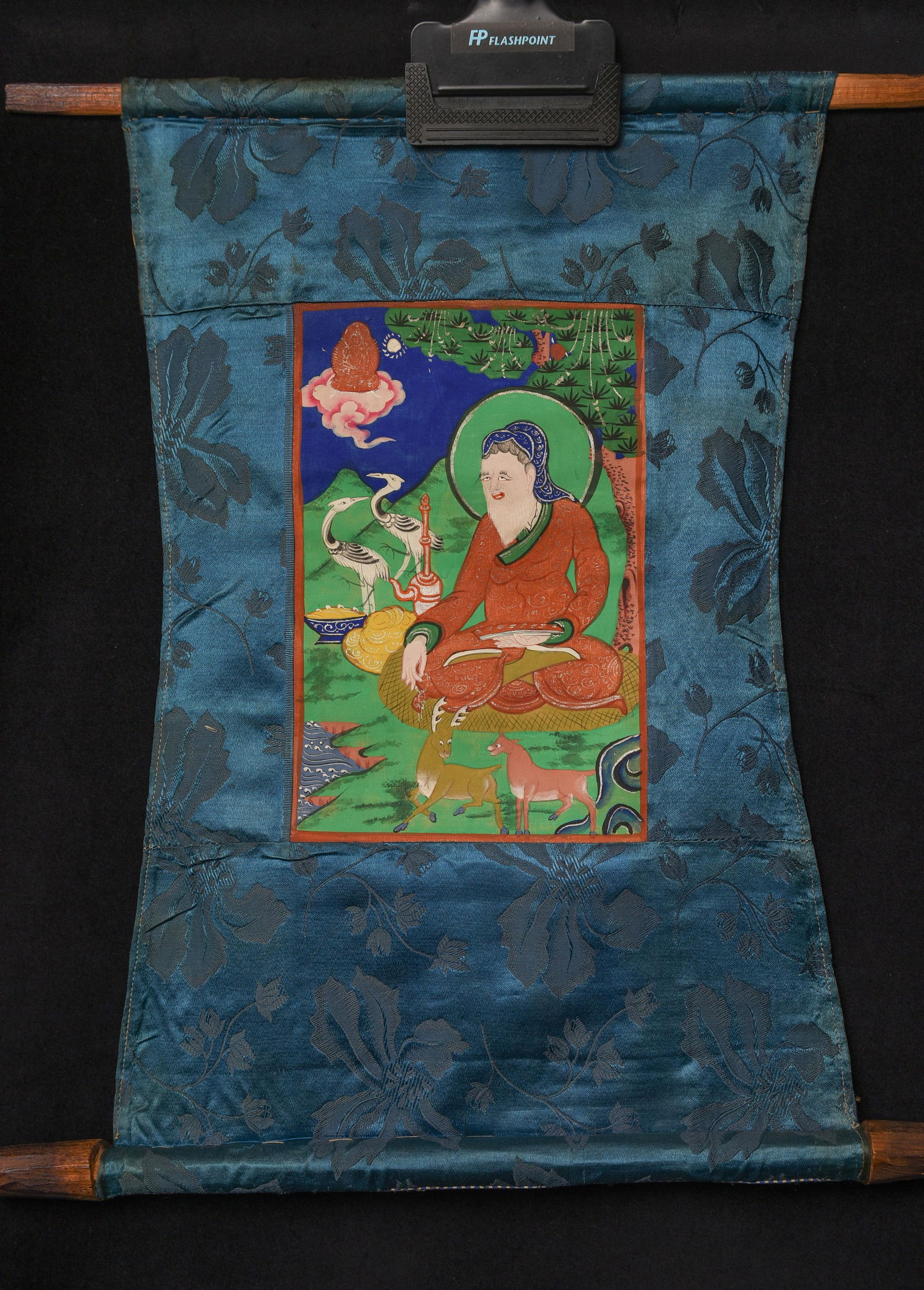 Classic Mongolian Thangka. 20thC. Traditional subject: Classic Mongolian Thangka. 20thC. Traditional subject and colors. Purchased from a European Collection. Size image is 8 by 5 inches, including cloth frame 16"x10 Deep discount.
